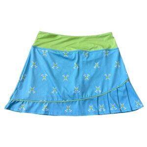 NEW Birdies and Bows Twisted Golf Tees Skirt Skort Blue Lime Green M